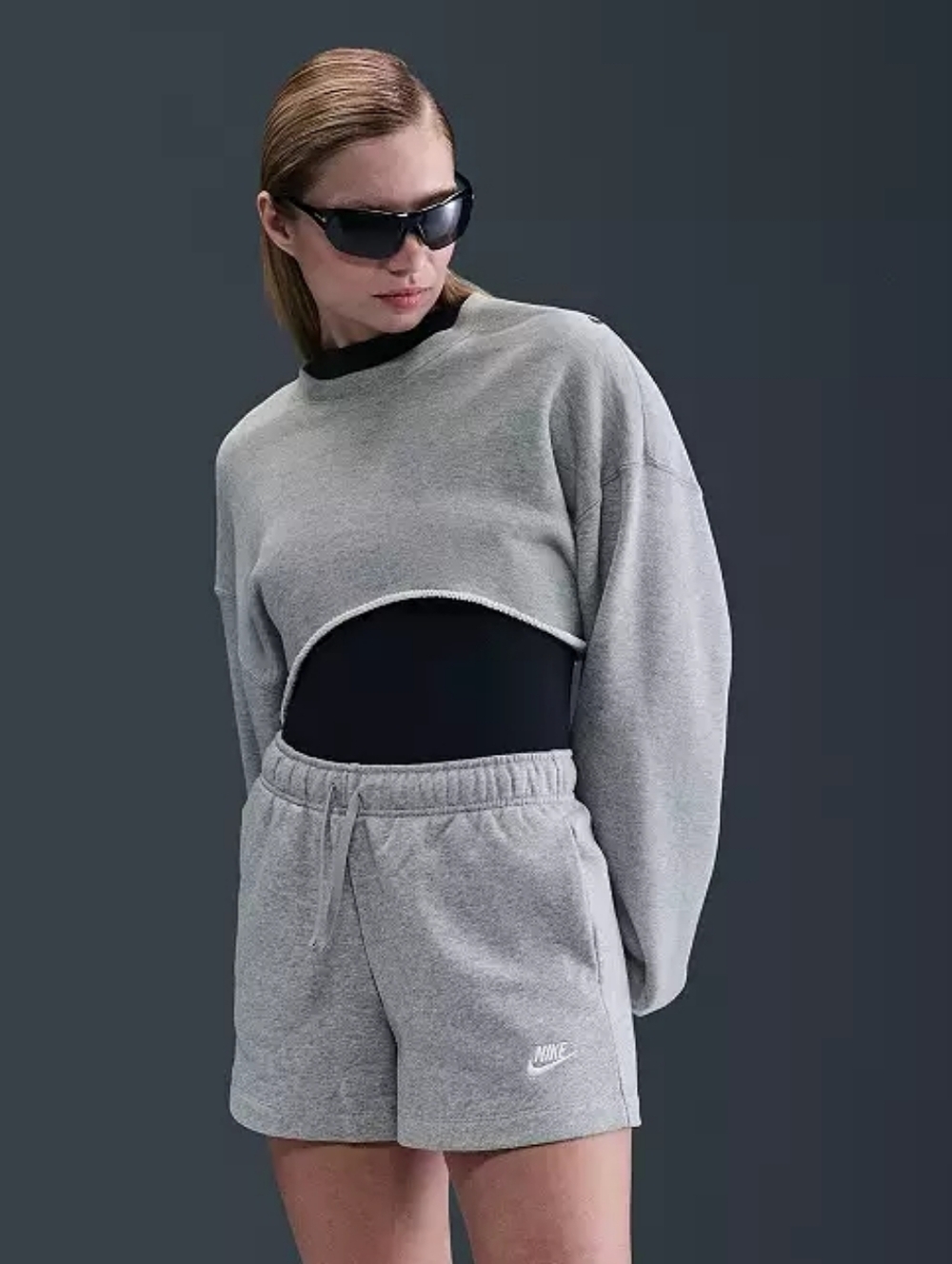 Nike Women's Sportswear Club Fleece Mid-Rise Shorts – Gray